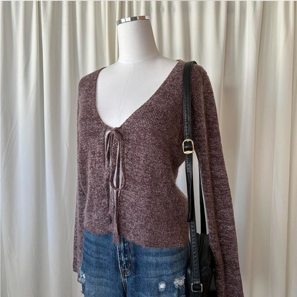 Vintage Y2K Hennes Collection Metallic tie-front cardigan wool blend size XL. - Picture 4 of 8